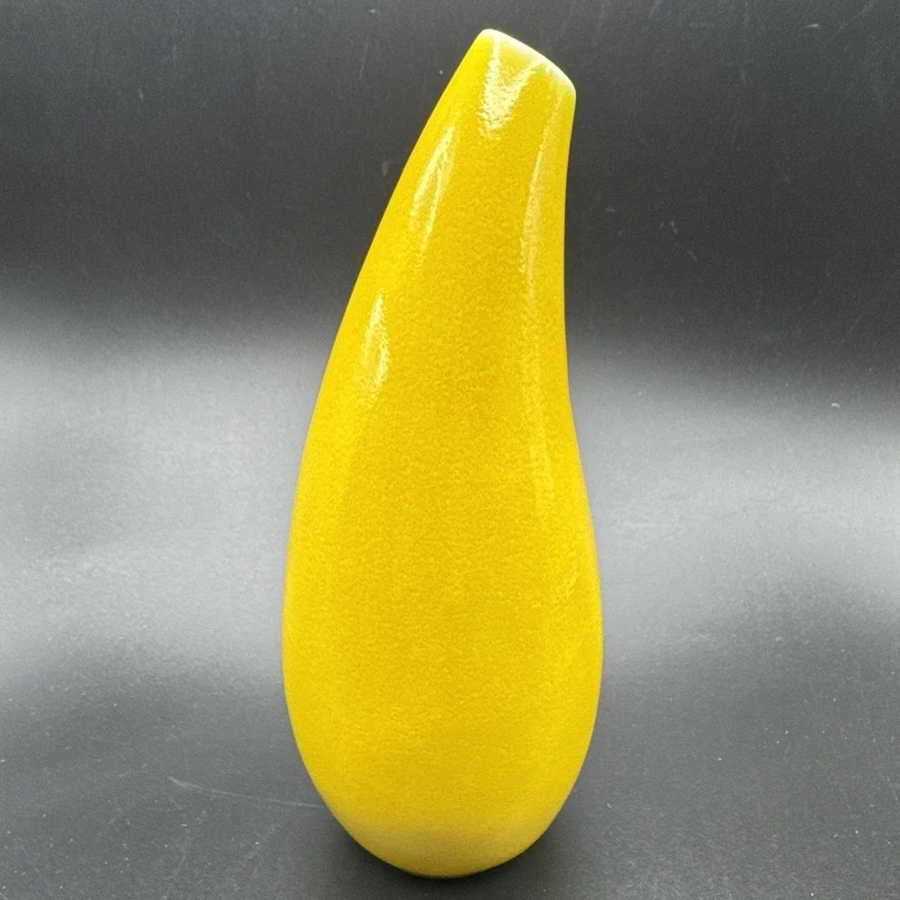 Jars France Bud Vase Ceramistas Yellow Handmade Ceramic Teardrop Rare Find‎